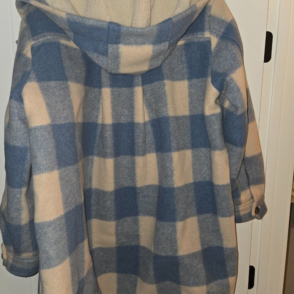 Sundance blue buffalo-check hooded jacket/ shacket/car coat. XL. NWOT - Picture 5 of 8
